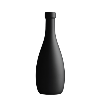 A single black bottle stands against a dark background png