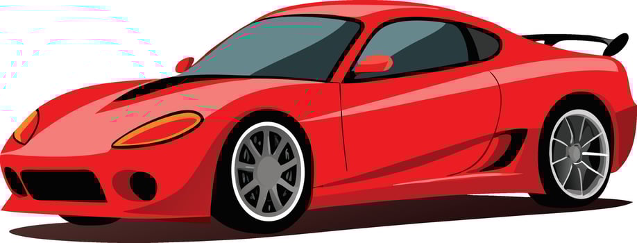 A cartoon red sports car on a white background vector