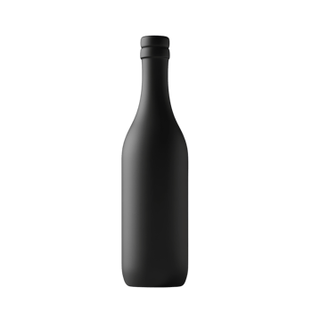 A single black bottle stands against a black background png