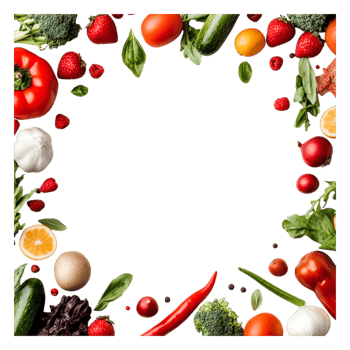 Fresh Vegetables and Fruits Framed on a Black Background png