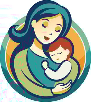 Mother holding baby in her arms vector
