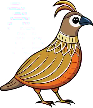 A cartoon bird with a long tail and orange feathers vector