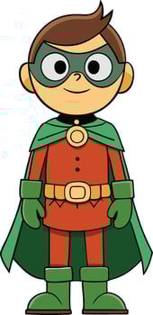 Cartoon batman with green cape and red shirt vector