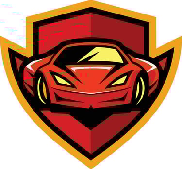 A red sports car on a shield vector