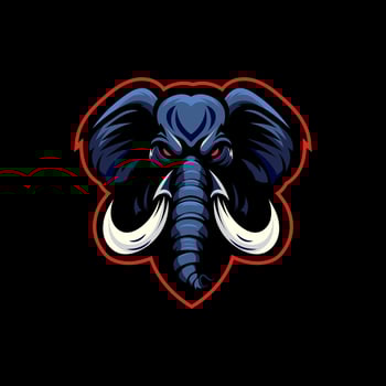 esposrt lElephant mascot, head esports logo design template vector