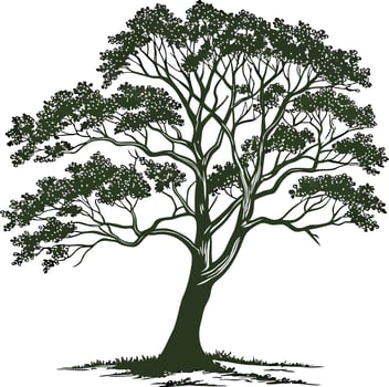 Silhouette tree illustration with leaves and branches vector