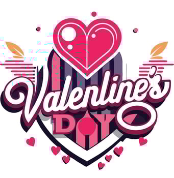 Valentine's day logo with a heart and a shield vector