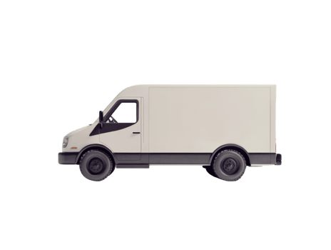 White Delivery Van Side Profile Illustration png