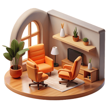 Cozy Living Room 3D Render of Modern Home Interior png
