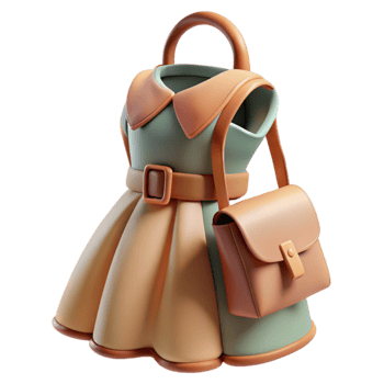 Cute Cartoon Dress with Matching Bag png