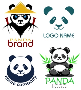 panda bear logo creative and original for your business or company set logotype illustration isolated on white background vector