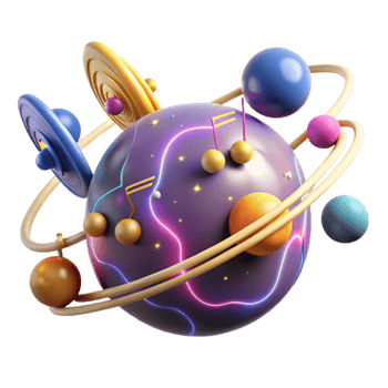Cosmic Symphony A 3D Render of a Musical Planet png