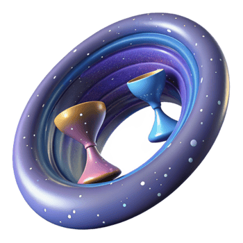 Cosmic Hourglass Abstract 3D Render of Celestial Forms png
