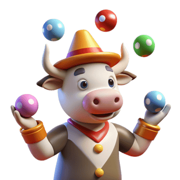 Juggling Cow A Fun 3D Animated Character png