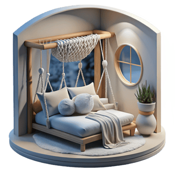 Cozy Minimalist Bedroom Design Net Canopy Bed png