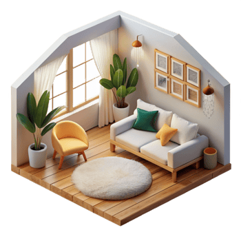 Cozy Living Room Design Modern Minimalist Interior with Plants png