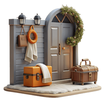 Holiday Home Entrance Festive Decor Luggage png
