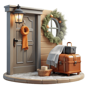 Cozy Winter Entrance Festive Door Decor Luggage png