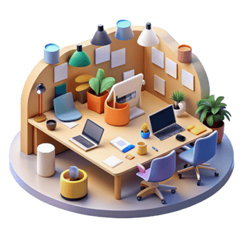 Modern Office Workspace Design Productivity, Minimalism, and Plants png