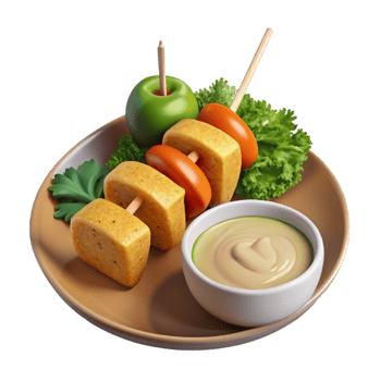 Savory Vegetable Cube Skewers with Creamy Dip png