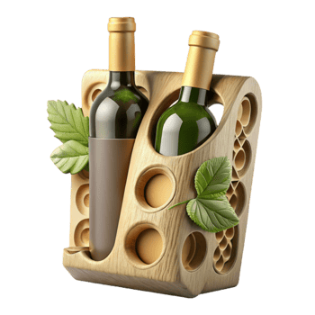 Wooden Wine Carrier with Two Bottles png