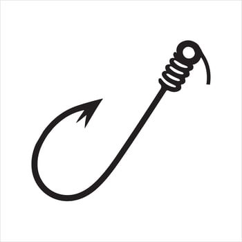 fishing hook black silhouette white background vector