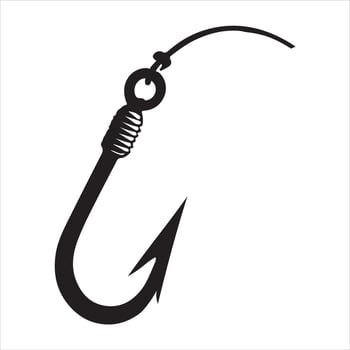 Black fishing hook silhouette white background vector