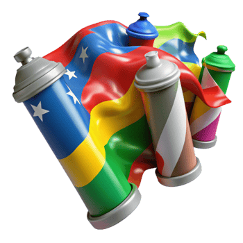 Colorful Spray Paint Cans and Flag png