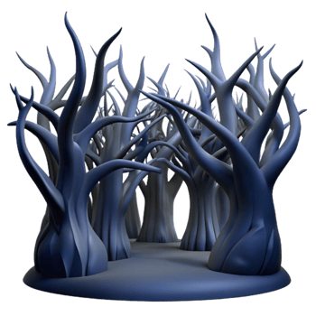 Twisted Tree Grove 3D Render of Eerie Forest png