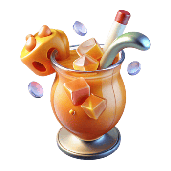 Refreshing Orange Cube Drink with Straw png