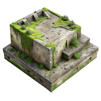 Overgrown Concrete Ruin 3D Model png