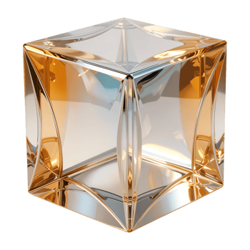 Gradient Metallic Cube with Iridescent Reflections on Transparent Background png