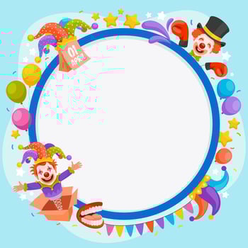 Festive April Fool's Day Clown Border vector