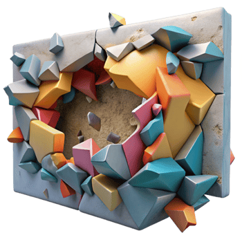 Shattered Surface Abstract 3D Colorful Explosion png