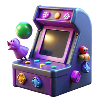 Retro Arcade Game Colorful Bird Action png