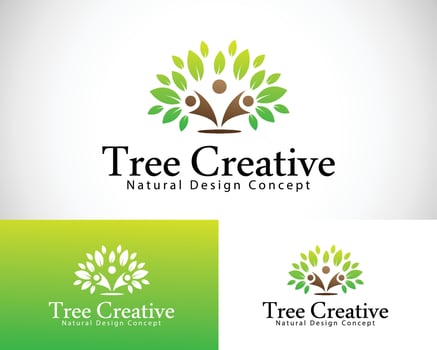 tree creative logo innovation people design concept natural health mind charity connect vector