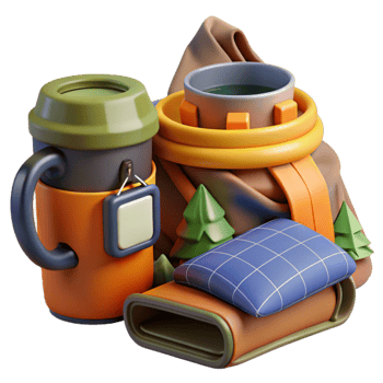 Camping Gear Thermos, Mug, Blanket png