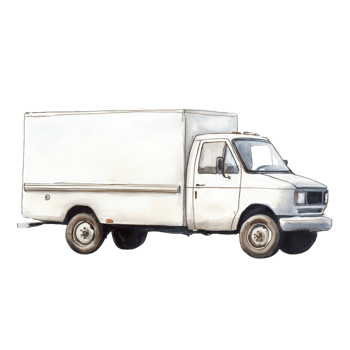 Watercolor Painting of a White Delivery Truck png