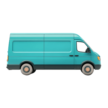 Teal Delivery Van Side Profile Illustration png
