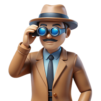 Detective with Binoculars 3D Render png