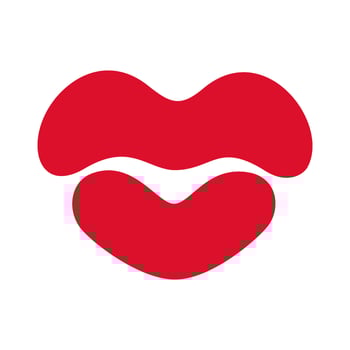 Red lips kiss doodle style Hand drawn trendy flat style love isolated icon Romantic symbol of love for web graphic design poster tattoo Valentines Day Greeting card line art illustration vector