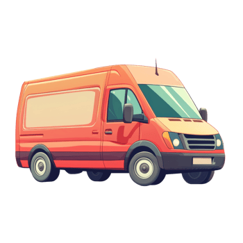 Orange Delivery Van Illustration Design Graphic png