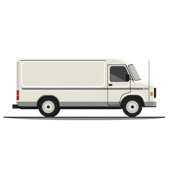 White Panel Van Side Profile Illustration. isolated png