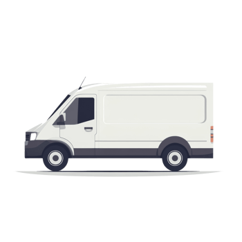 White Panel Van Side Profile Illustration. cut out png
