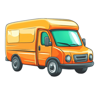 Orange Delivery Van Illustration Graphic Design png