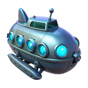 Cute Cartoon Submarine Ocean Adventure Vehicle png