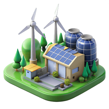 Sustainable Energy Wind, Solar, and Biogas Power png