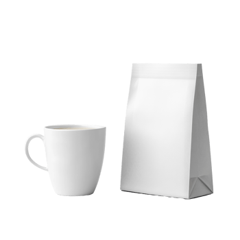 White Coffee Cup Next To A Blank Paper Bag png