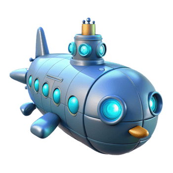 Cute Cartoon Submarine Underwater Adventure png