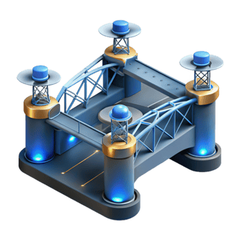 Futuristic Bridge Design Isometric 3D Model png